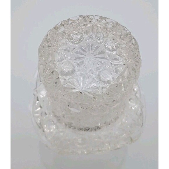 Vntg. Fenton Daisy & Button Clear Glass Top Hat Tooth Pick Holder/Q-Tips  2.5x3. - Picture 2 of 4